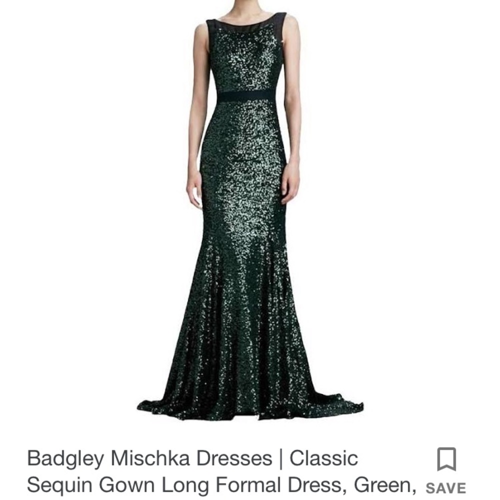 Long sequin dress dark green
